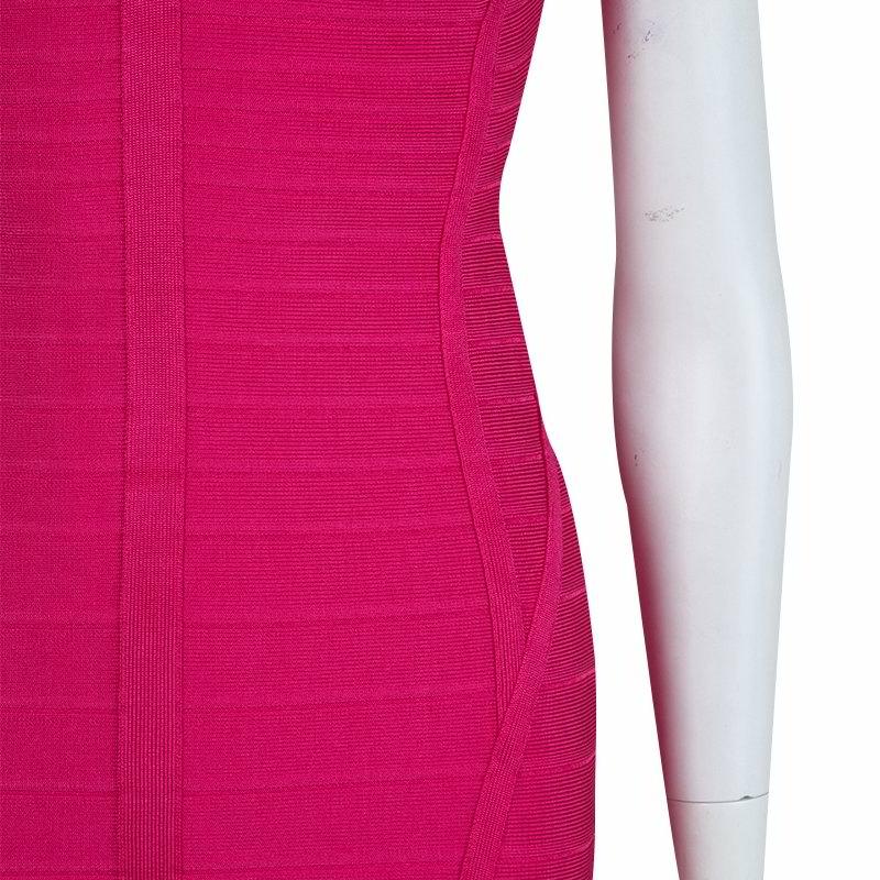 Herve Leger Pink Knit Sleeveless Bandage Dress S 6