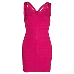 Herve Leger Pink Knit Sleeveless Bandage Dress S