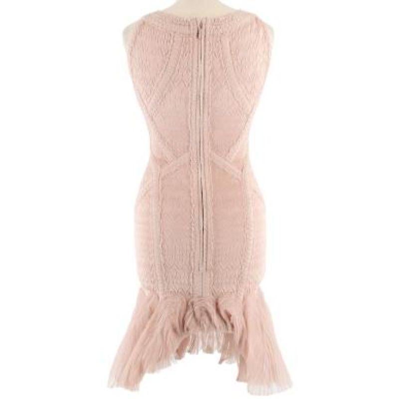 Herve Leger Pink Tulle Trimmed Mini Bandage Dress In Good Condition For Sale In London, GB