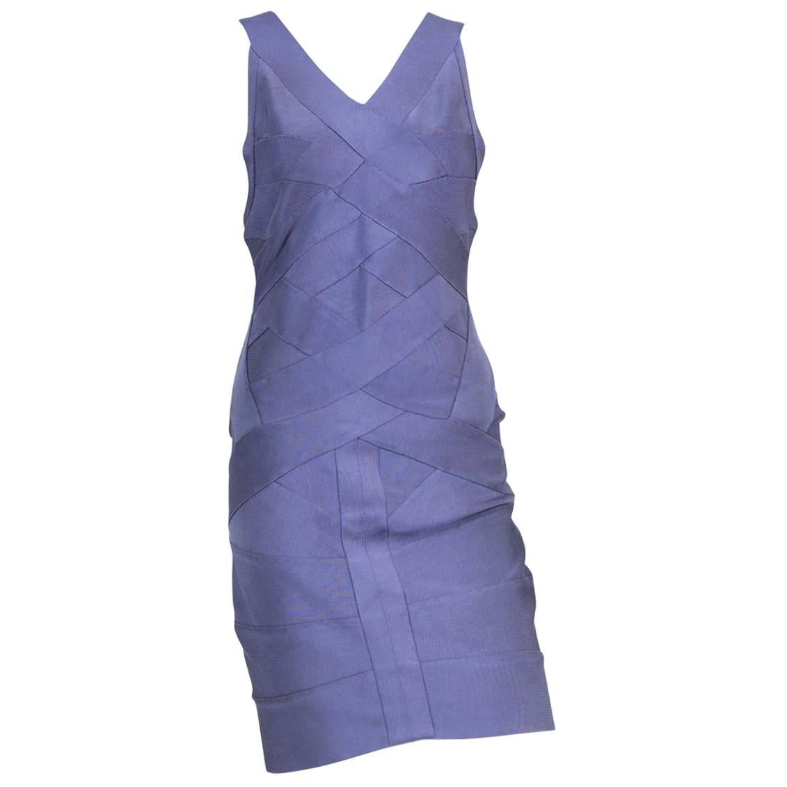 Herve Leger Purple Bandage Dress For Sale