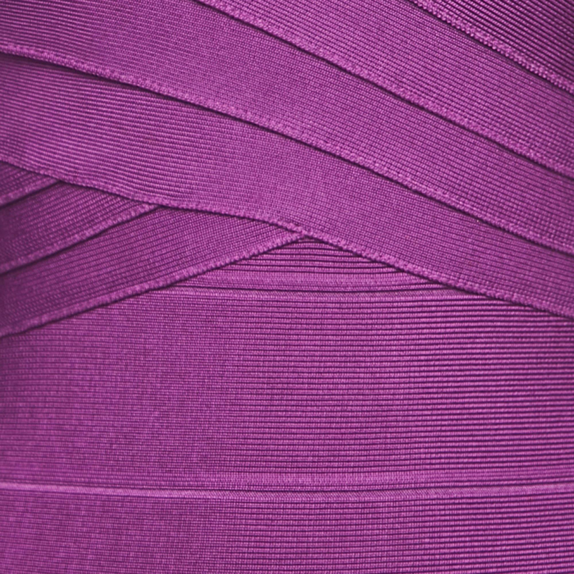 Violet Herve Leger Purple Bandage Knit Bodycon Dress XS en vente