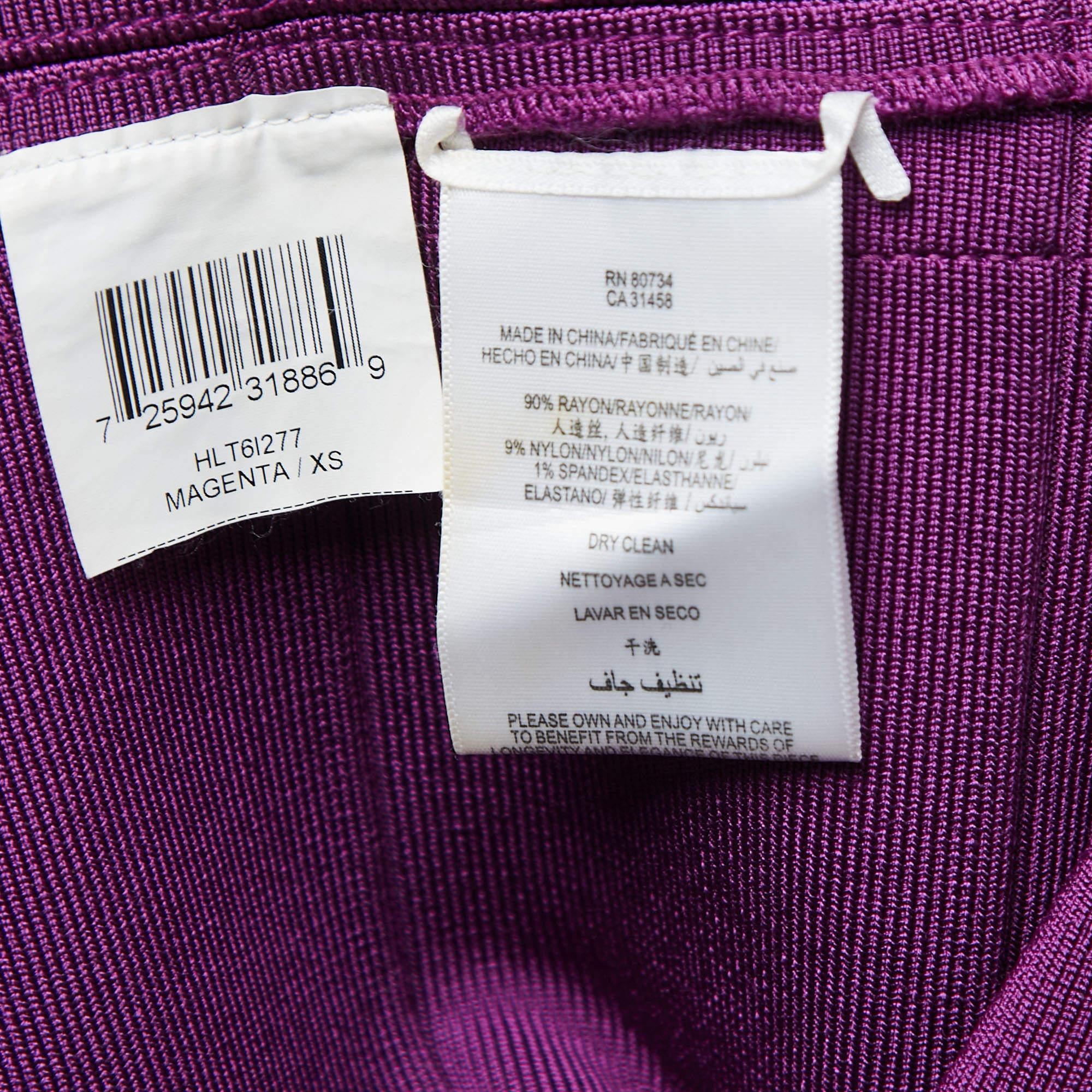 Herve Leger Purple Bandage Knit Bodycon Dress XS In Good Condition For Sale In Dubai, Al Qouz 2