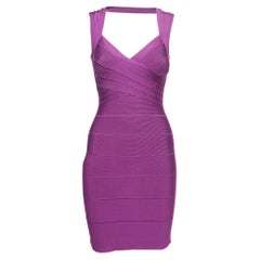 Herve Leger Purple Bandage Knit Bodycon Dress XS