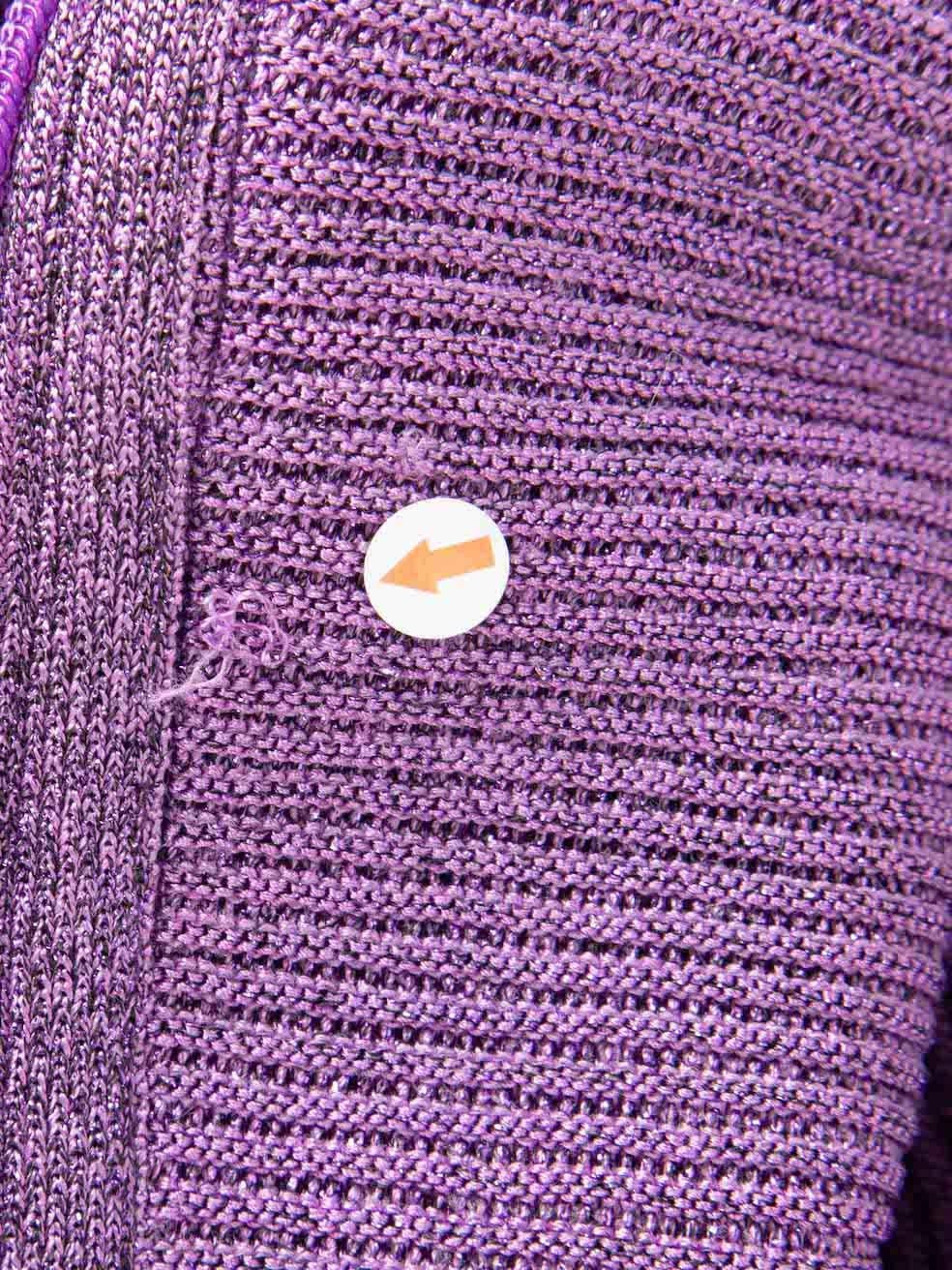 Top à col cœur violet métallisé Hervé Léger, taille XS Pour femmes en vente