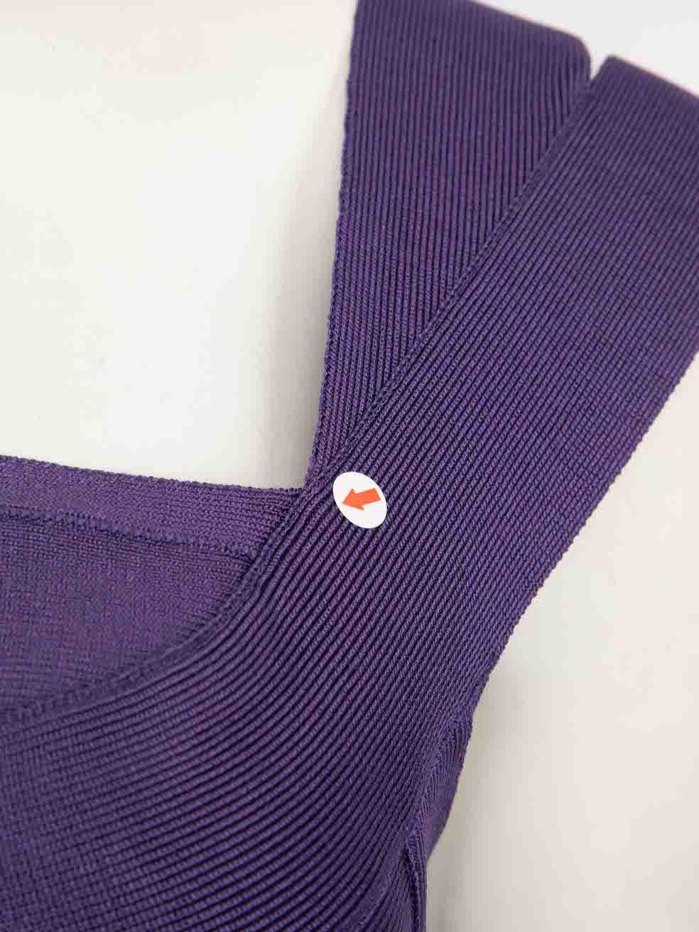 Hervé Léger - Robe moulante à col carré violet, taille XS en vente 1