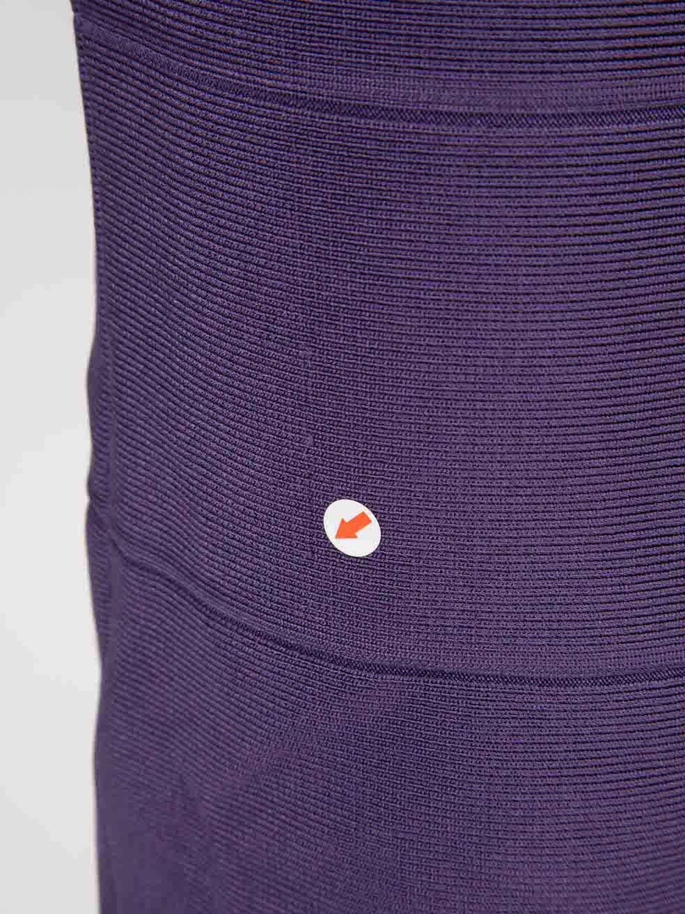 Herve Leger Purple Square Neck Bodycon Dress Size XS For Sale 2