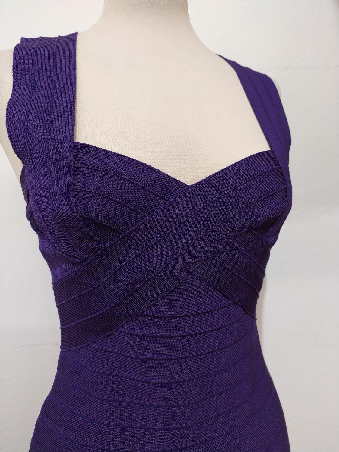 purple herve leger dress