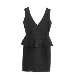 Herve Leger Rebeca Peplum Waist Bandage Dress Black