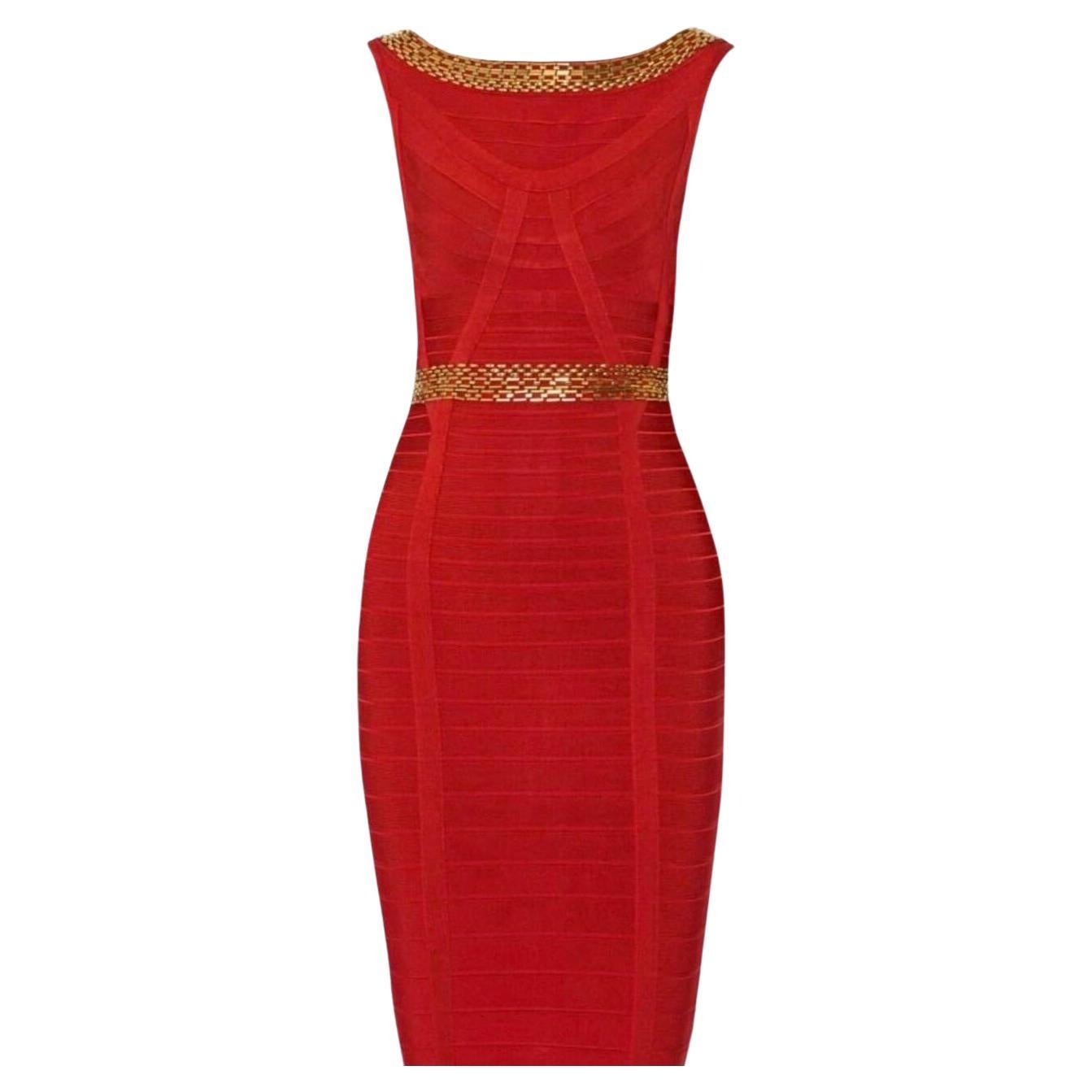 Herve Leger
Ardell Chain-Detail Bandage Dress

Herve Leger pulls out all stops with golden chains and lipstick red on this signature sleeveless bandage dress.
Herve Leger 