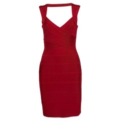 Herve Leger Red Bandage Knit Sleeveless Mini Dress S