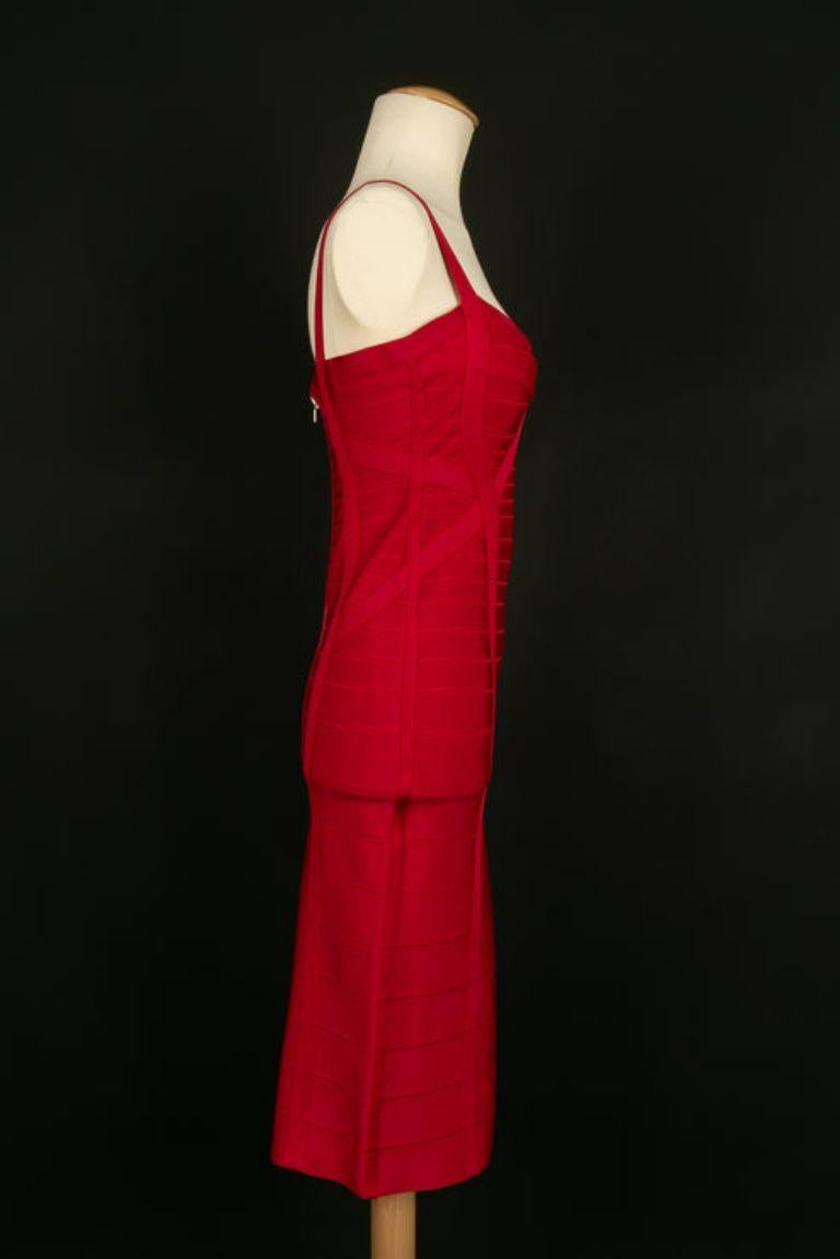 Hervé Léger Red Dress, Size M For Sale 1