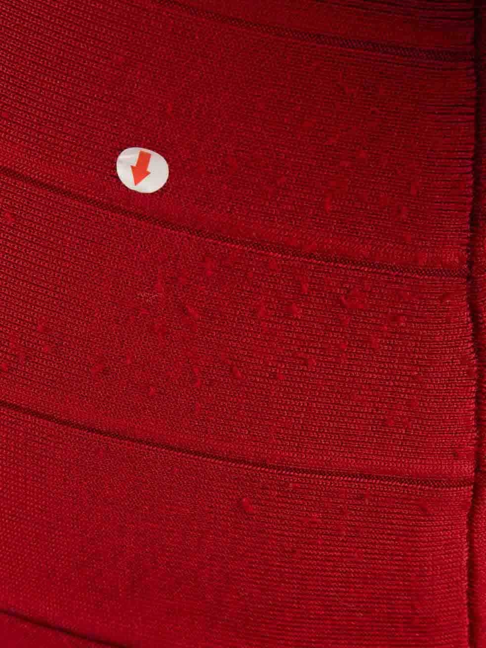 Women's Herve Leger Red Square Neck Bandage Midi Dress Size XS For Sale