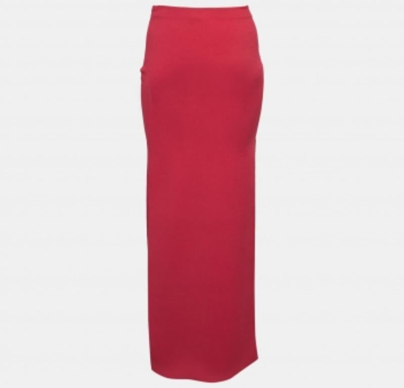 Women's Herve Leger Red Stretch Knit Maxi Skirt XS For Sale