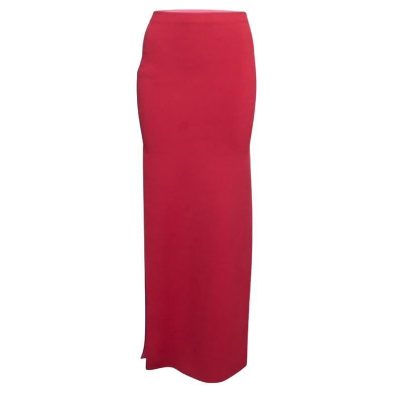 Herve Leger Red Stretch Knit Maxi Skirt XS