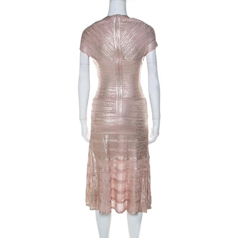 herve leger rose gold bandage dress