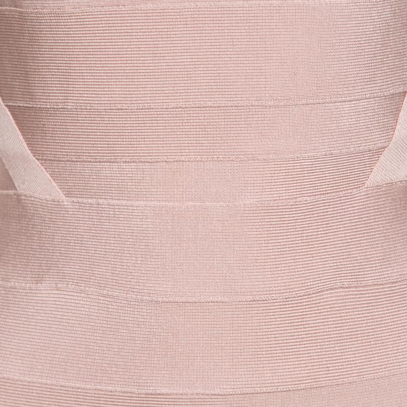 Women's Herve Leger Roseblush Pink Cold Shoulder Bandage Dress S