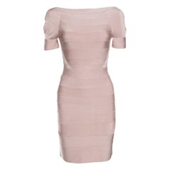 Herve Leger Roseblush Pink Cold Shoulder Bandage Dress S