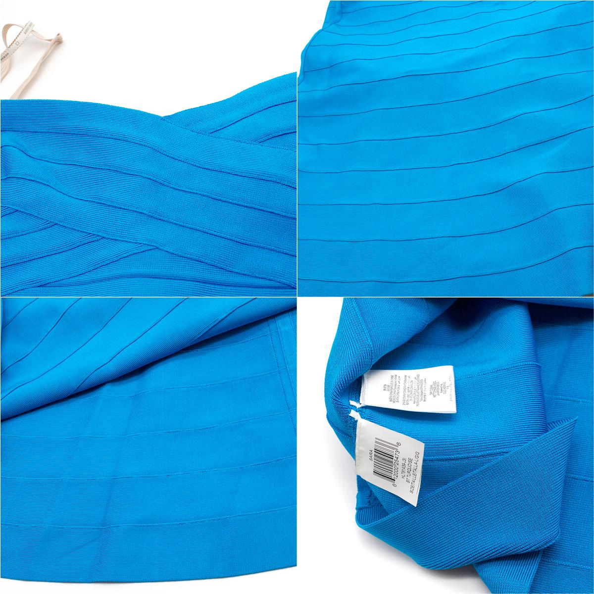 Herve Leger Sara turquoise bandage gown US 10 In New Condition In London, GB