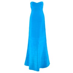 Herve Leger Sara turquoise bandage gown US 10