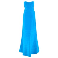 Herve Leger Sara turquoise bandage gown US 10