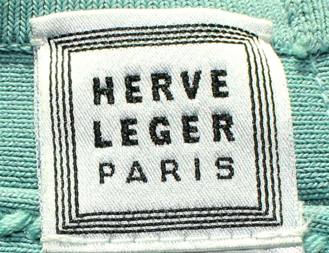 HERVE LEGER 1990s Vintage Seafoam Bandage Gown Maxi Dress Plissee Pleats XS In Good Condition For Sale In Switzerland, CH