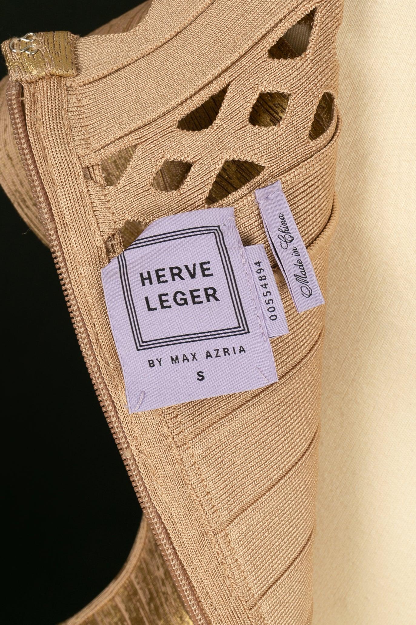 Hervé Léger Short Dress in Golden Mesh, Size S For Sale 3