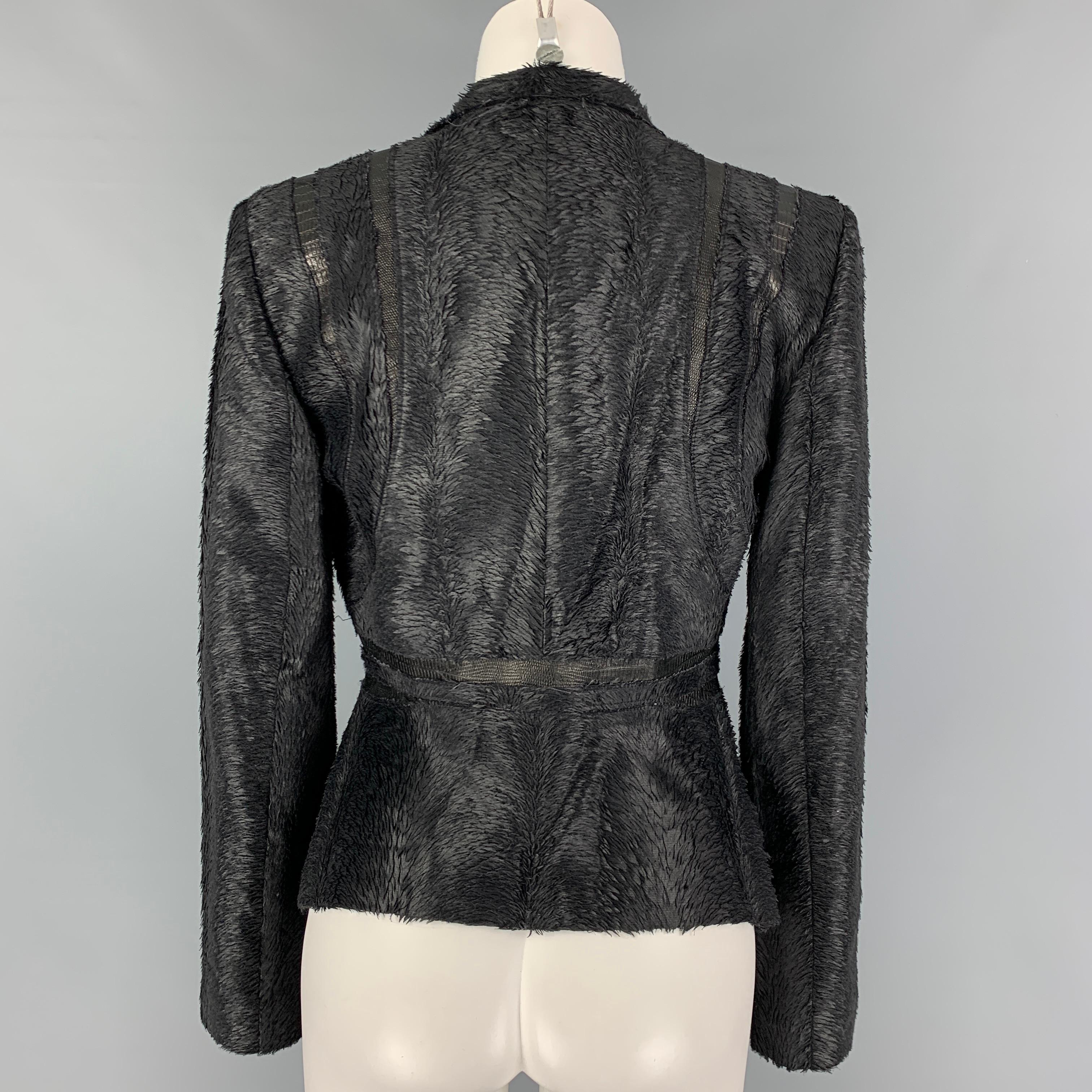 HERVE LEGER Size S Black Textured Jacket Blazer In Good Condition In San Francisco, CA