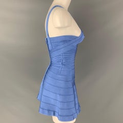 HERVE LEGER Size XXS Blue Rayon Blend A-Line Cocktail Dress