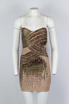 Herve Leger Trägerloses verziertes Bandage-Minikleid Xsmall