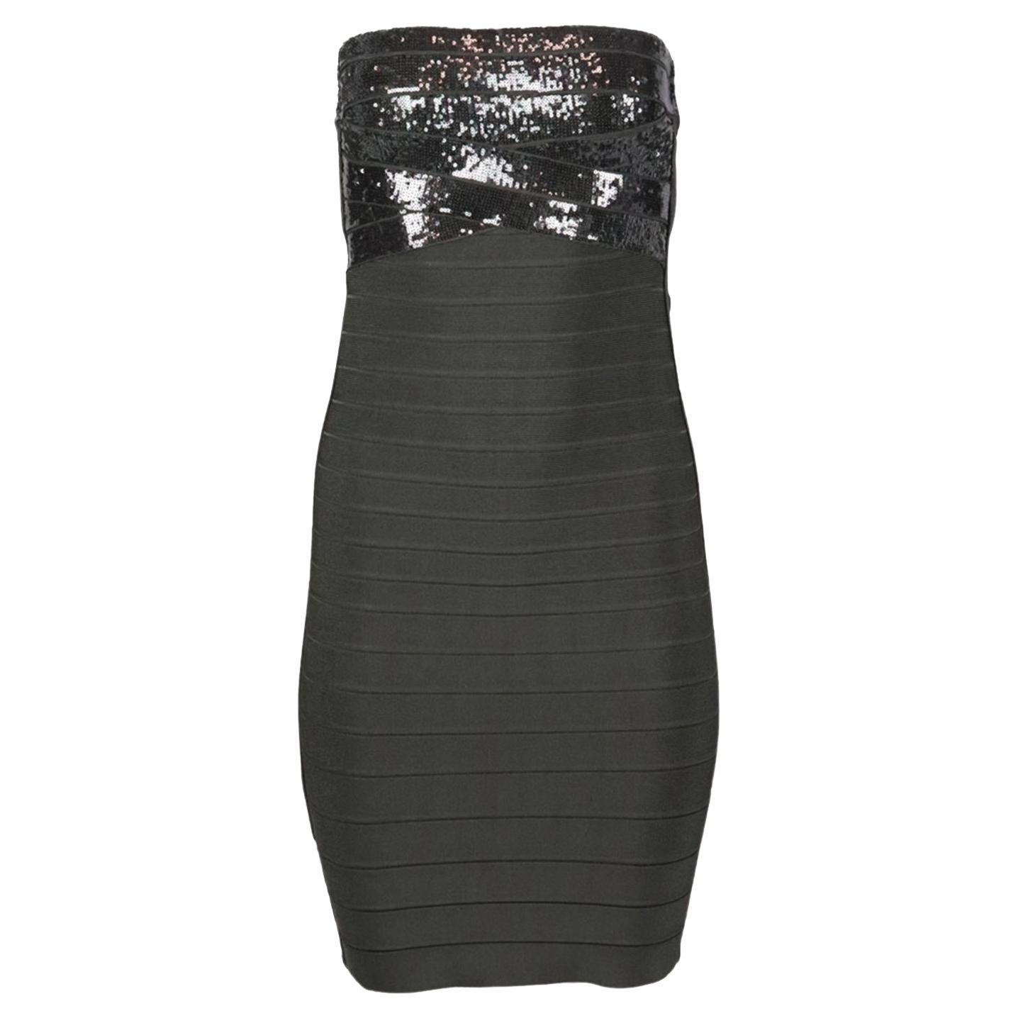 Herve Leger Strapless Sequined Bandage Mini Dress Small