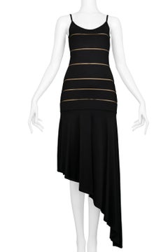 Herve Leger Striped Asymmetrical Bodycon Dress 1990's