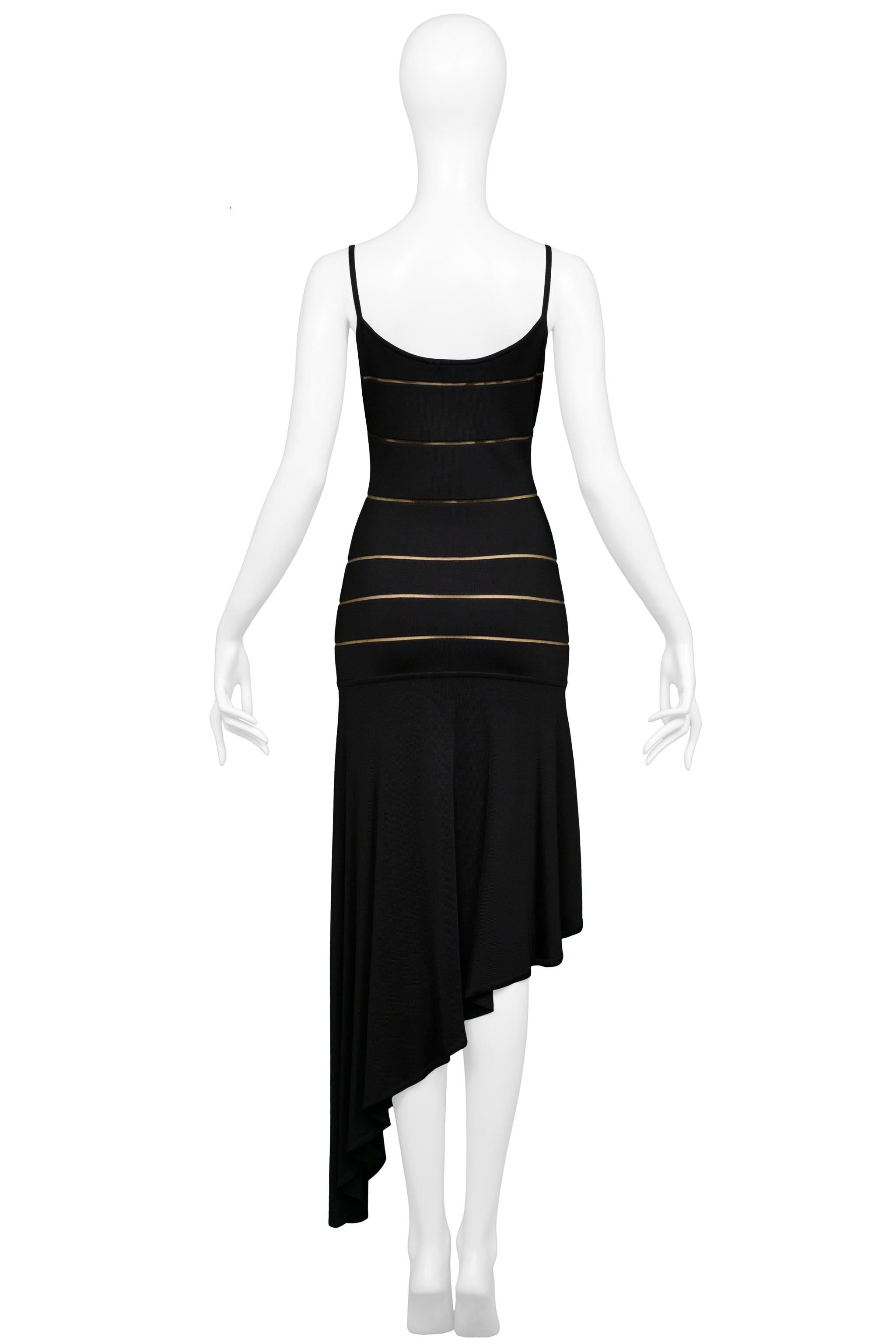 Herve Leger Striped Asymmetrical Bodycon Dress 1990's In Excellent Condition For Sale In Los Angeles, CA