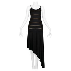 Retro Herve Leger Striped Asymmetrical Bodycon Dress 1990's