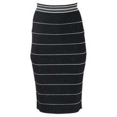 Used Hervé Léger Striped Bandage Midi Skirt Large 