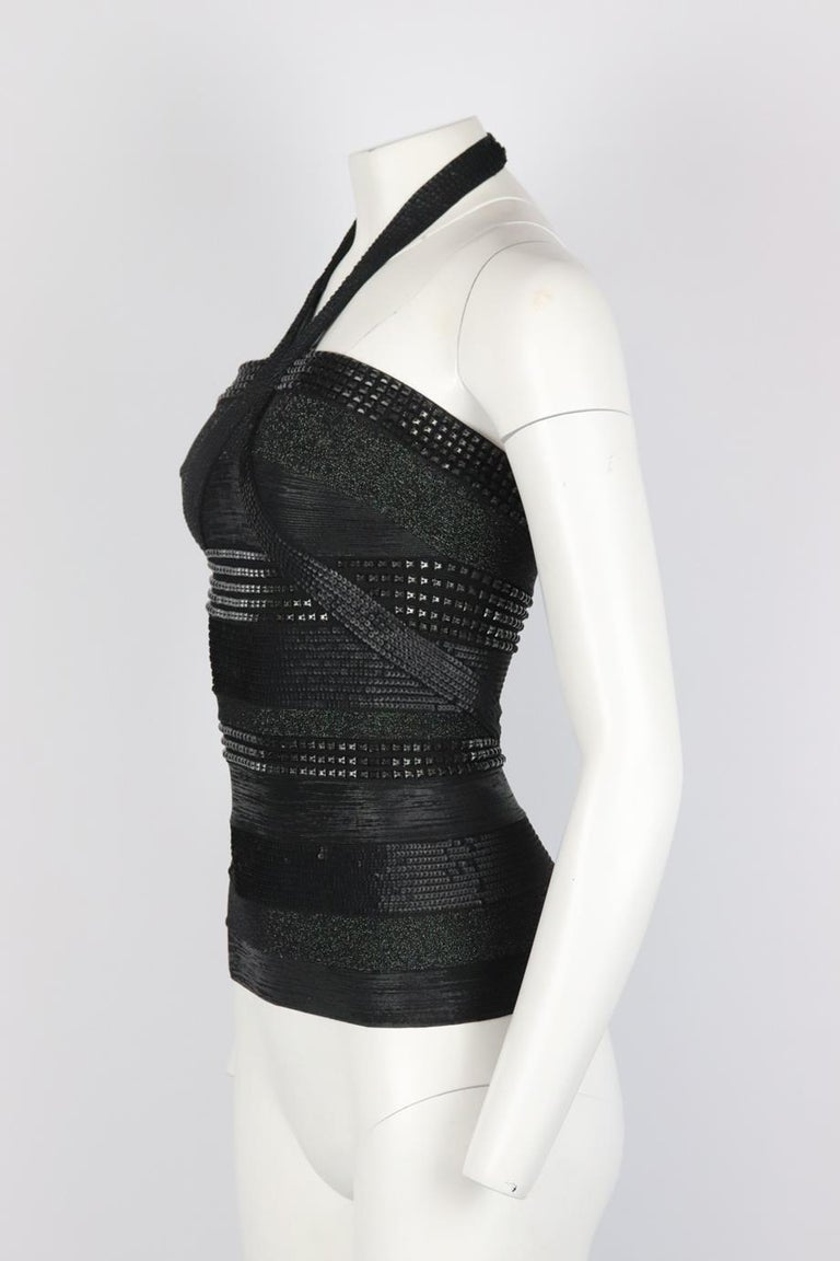 Herve Leger Studded Bandage Halterneck Top Xsmall For Sale at 1stDibs