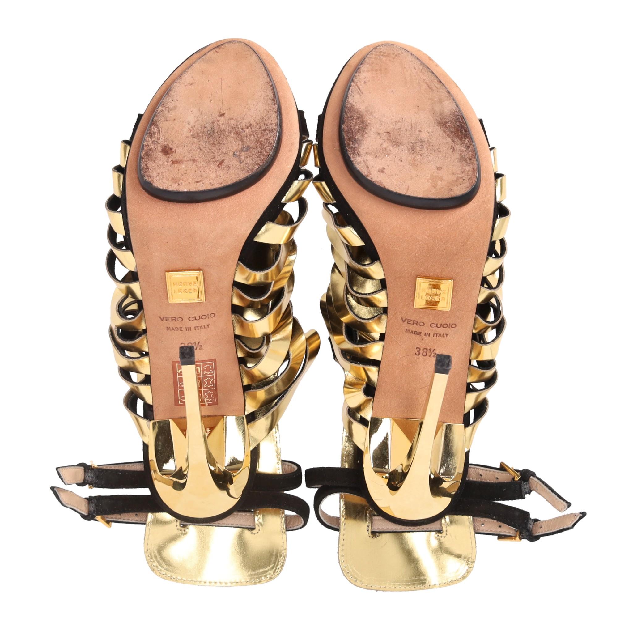 Donna Herve Leger - Tacchi da gladiatore in pelle scamosciata in vendita