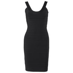 Used HERVE LEGER "Sydney" Black Bandage Knit Bodycon Cocktail Dress Size XS NWT