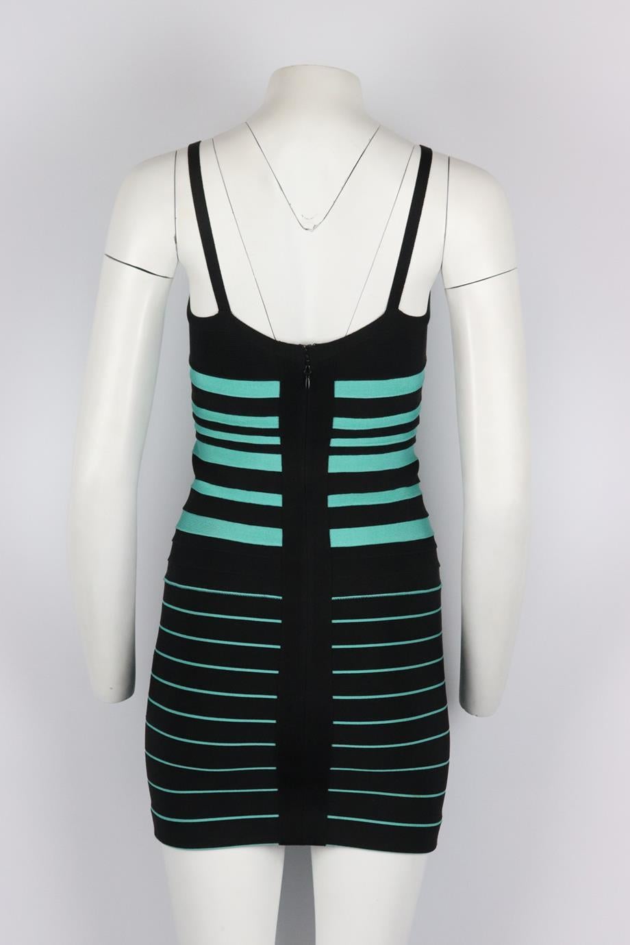 Herve Leger Two Tone Bandage Mini Dress Small In Excellent Condition In London, GB