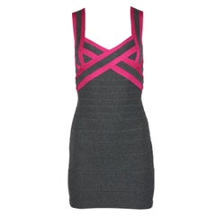 Herve Leger Two Tone Bandage Mini Dress Small