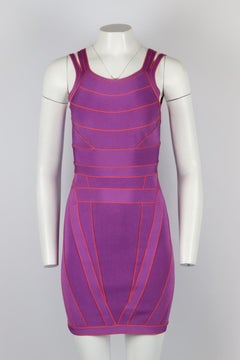 Herve Leger Zweifarbiges Stretch-Strick-Minikleid Small
