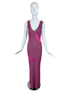 HERVE LEGER Vintage Pink + Grey Maxi Dress 90's 00's
