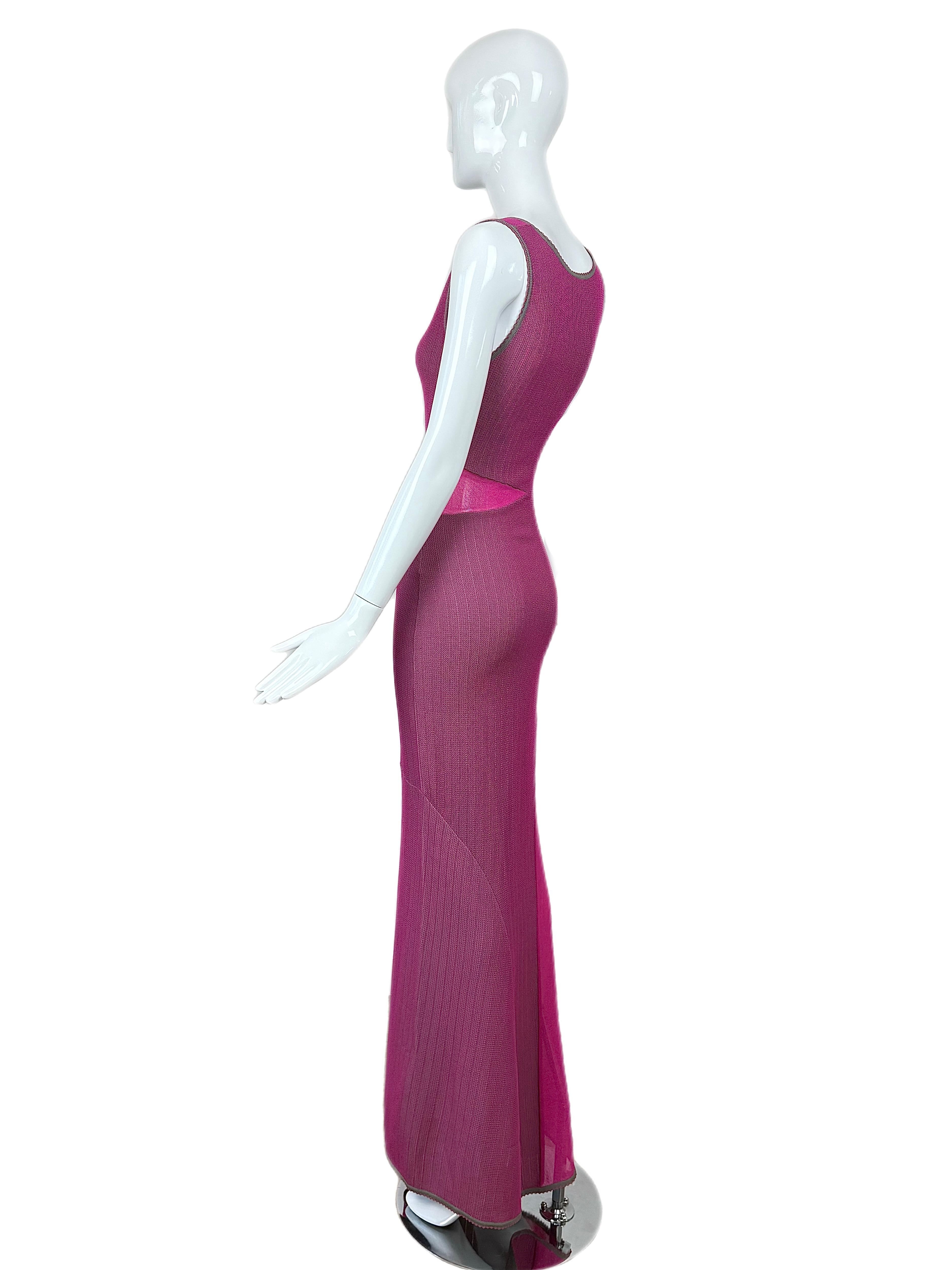 HERVE LEGER Vintage Rosa + Graues Maxikleid 90er 00er Jahre im Angebot 2