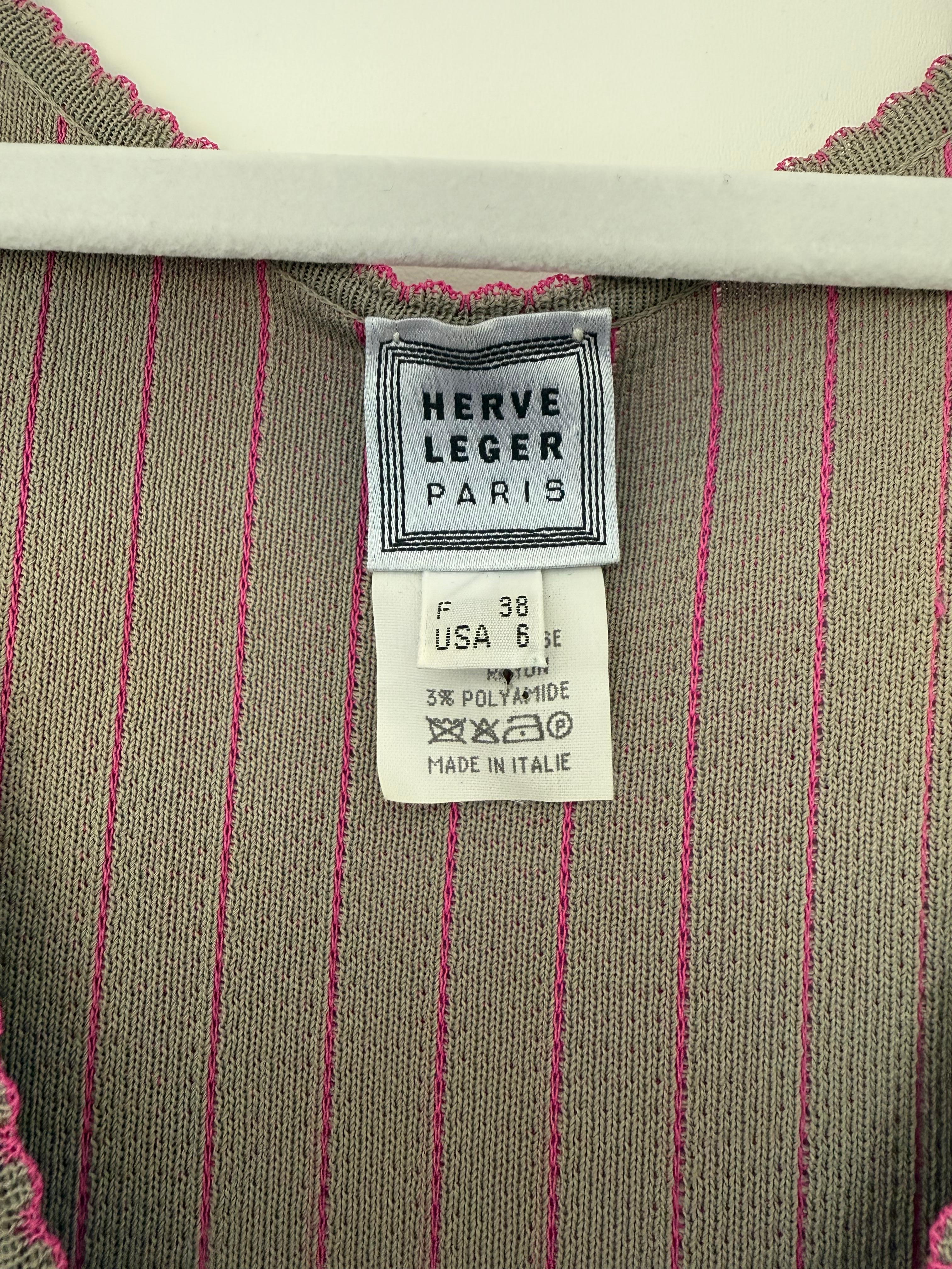 HERVE LEGER Vintage Rosa + Graues Maxikleid 90er 00er Jahre im Angebot 3