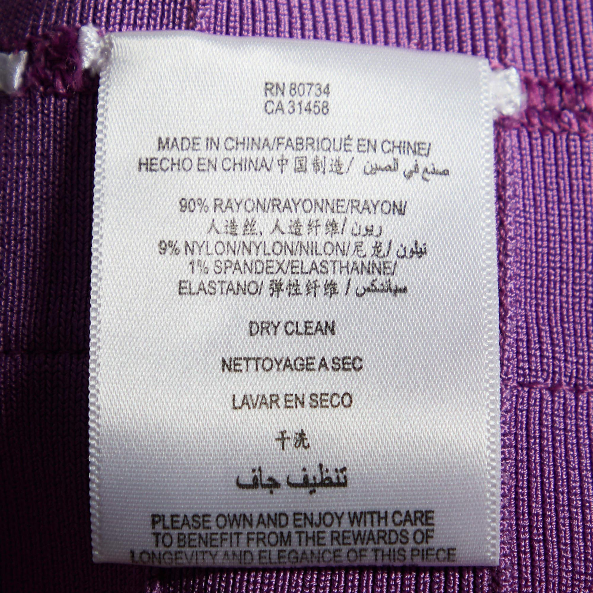 Herve Leger Violett/Koral gestricktes ärmelloses Bandage-Kleid XS im Angebot 1