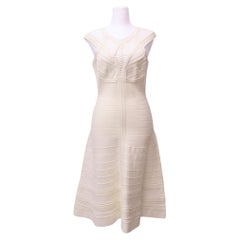 Hervé Léger White Bandage & Mesh Panel Sleeveless Dress - EU 38
