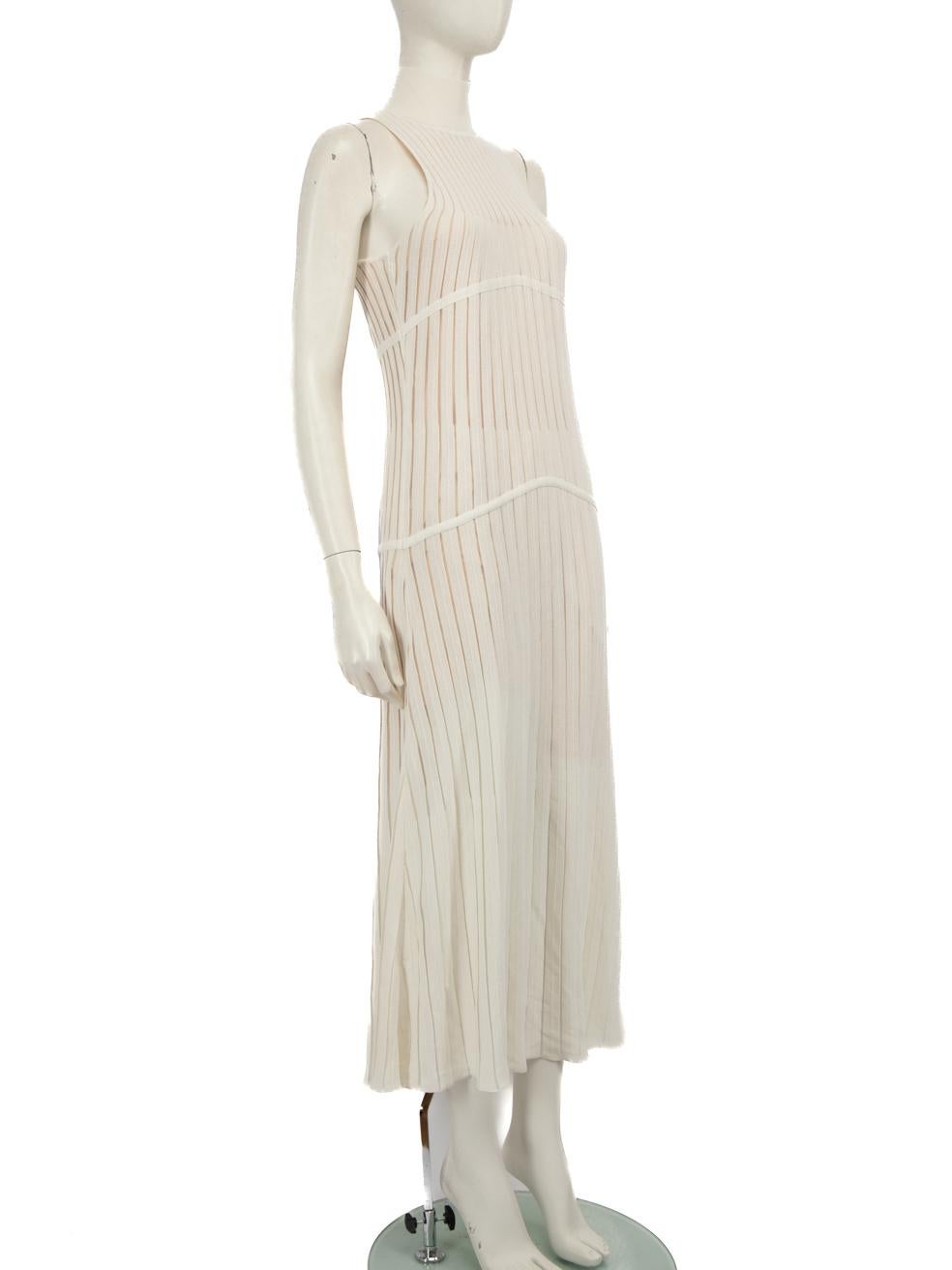 CONDITION is Very good. Hardly any visible wear to dress is evident on this used Herve Leger designer resale item.
 
 Details
 
 
 White
 
 Viscose
 
 Dress
 
 Maxi
 
 Sleeveless
 
 Stretchy
 
 Pleated 
 
 Mock neck
 
 Back zipper and hook closure
