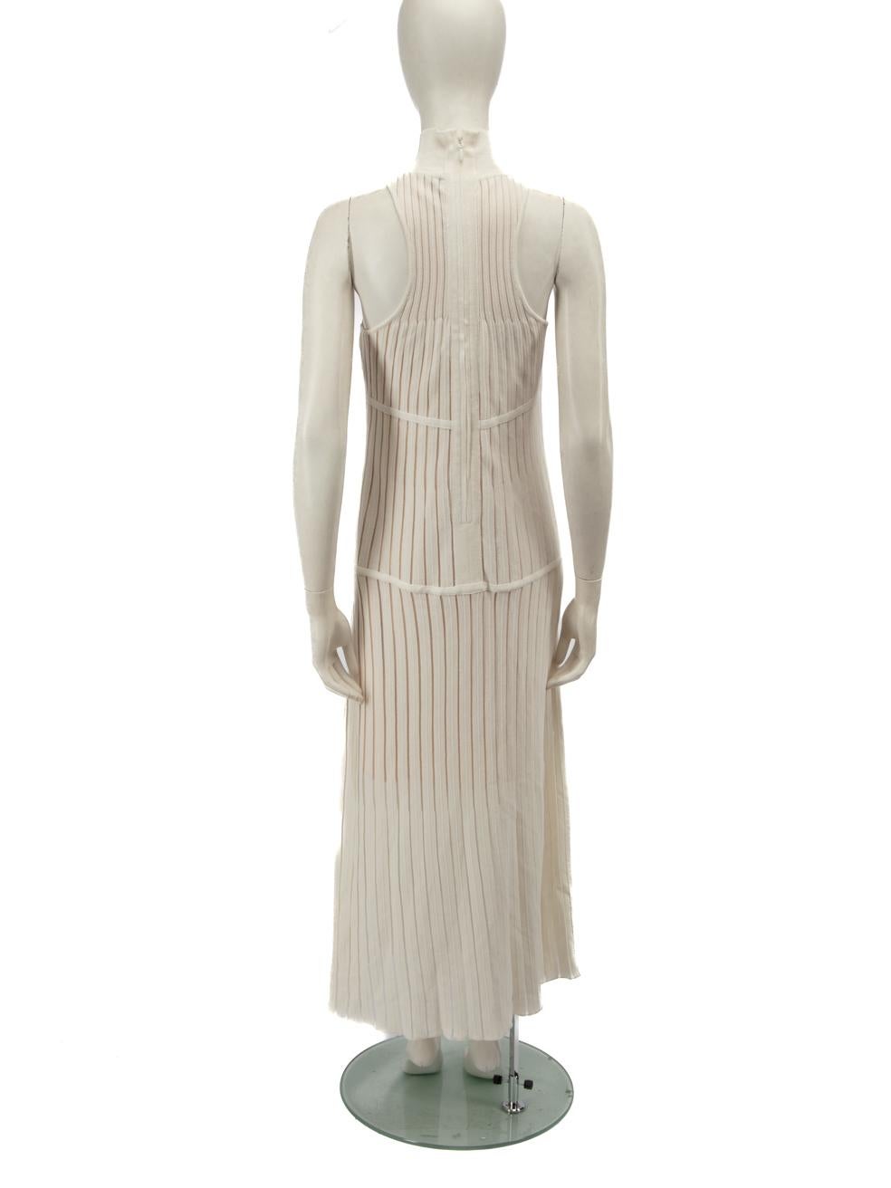 Herve Leger White Pleated Mock-Neck Maxi Dress Size S In Good Condition In London, GB