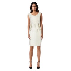 Used Herve Leger White Waist Strap Detail Dress Size S