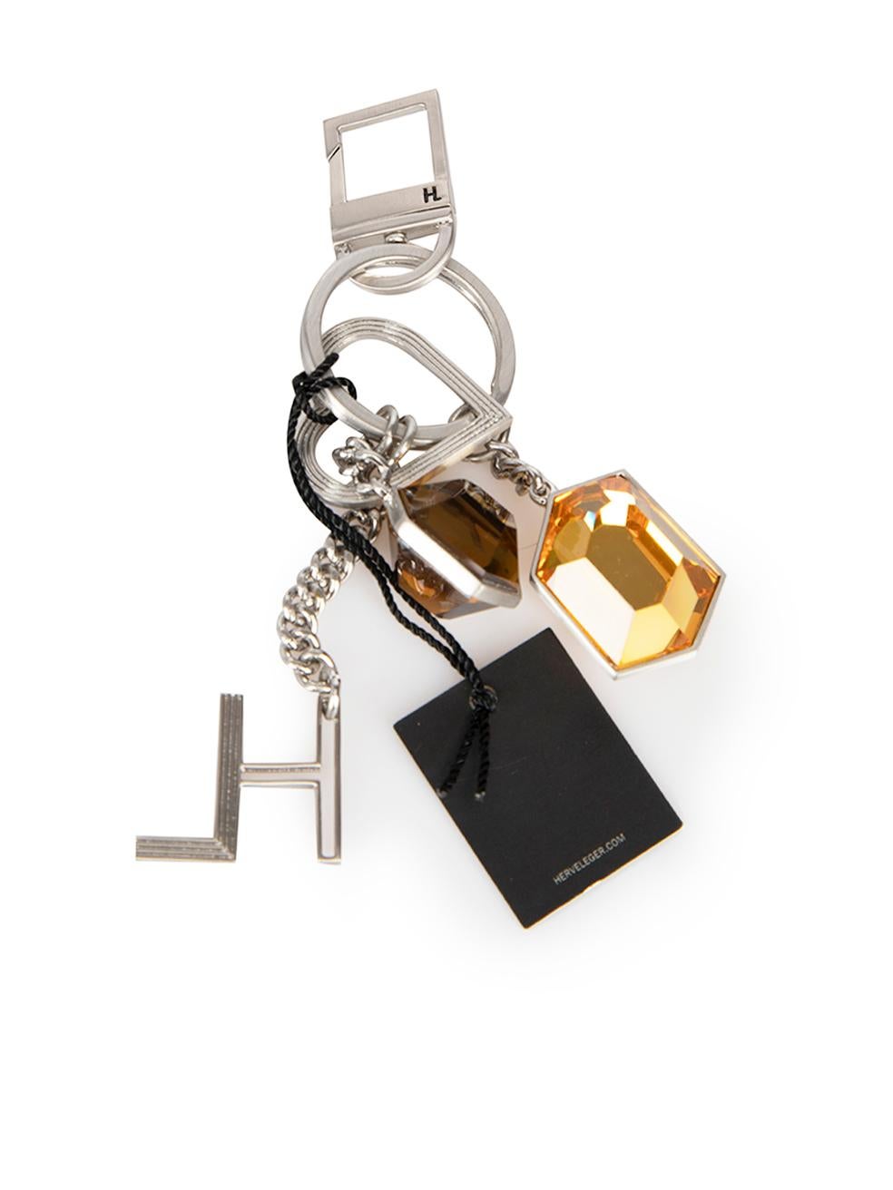 Herve Leger Women's Amber & Brown Gemstone Charm Key Ring In New Condition In London, GB