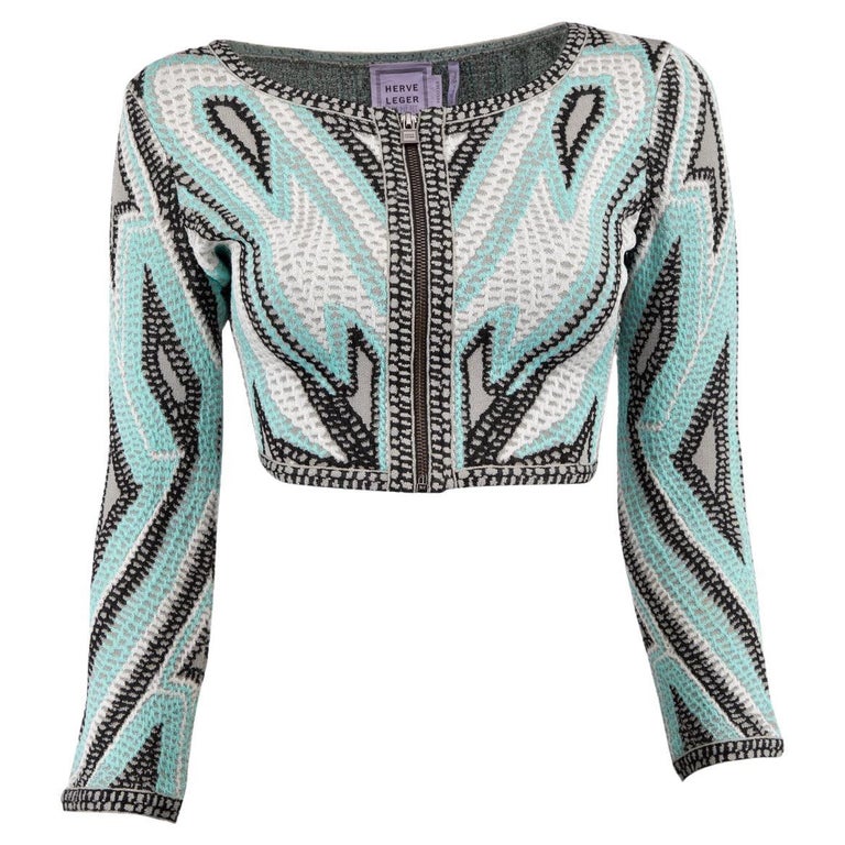 Herve Leger Women's Fitted Cropped Jacket For Sale at 1stDibs